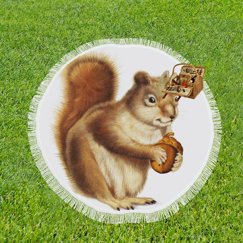 Squirrel holding nut Circular Beach Shawl 59"x 59"