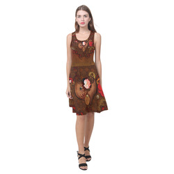 Steampunk heart with roses, valentines Atalanta Casual Sundress(Model D04)