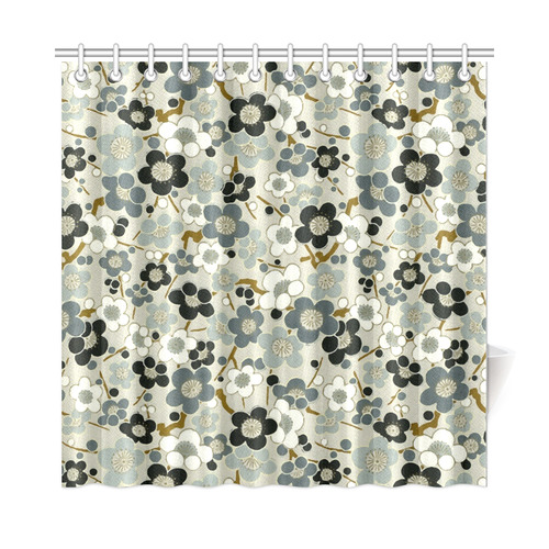 Teal Japanese Vintage Sakura Shower Curtain 72"x72"