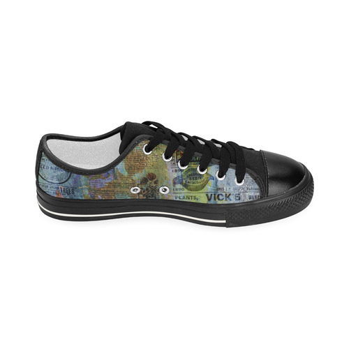 Old Newspaper Colorful Painting Splashes Women's Classic Canvas Shoes (Model 018)