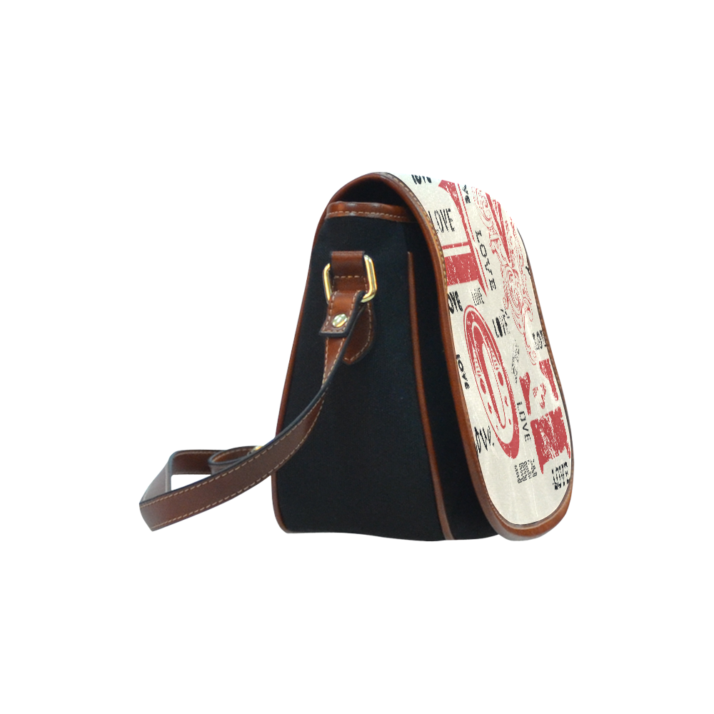 Love Red Black Valentine Grunge Background Saddle Bag/Small (Model 1649)(Flap Customization)