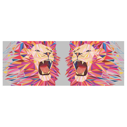 lion roaring polygon triangles Travel Mug (Silver) (14 Oz)