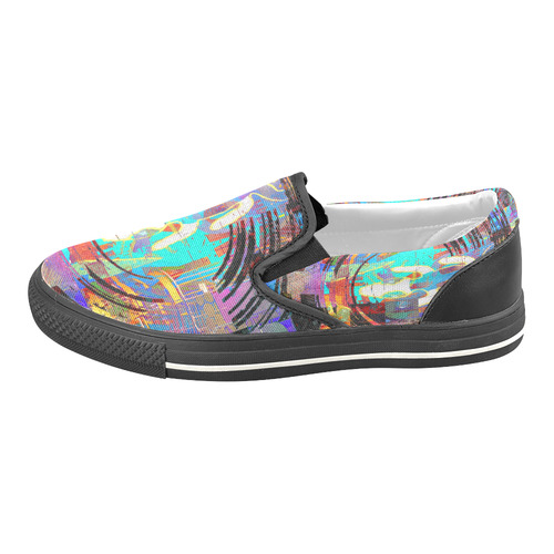 Abstract Art The Way Of Lizard multicolored Men's Unusual Slip-on Canvas Shoes (Model 019)