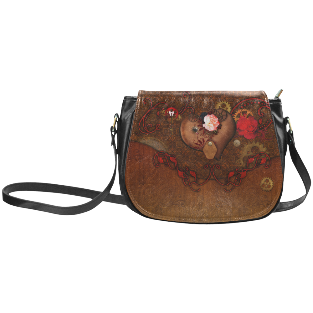 Steampunk heart with roses, valentines Classic Saddle Bag/Small (Model 1648)