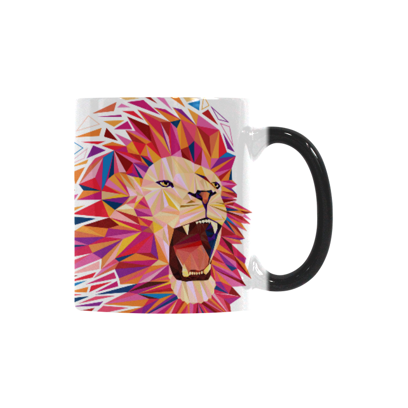 lion roaring polygon triangles Custom Morphing Mug