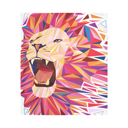lion roaring polygon triangles Cotton Linen Wall Tapestry 51"x 60"