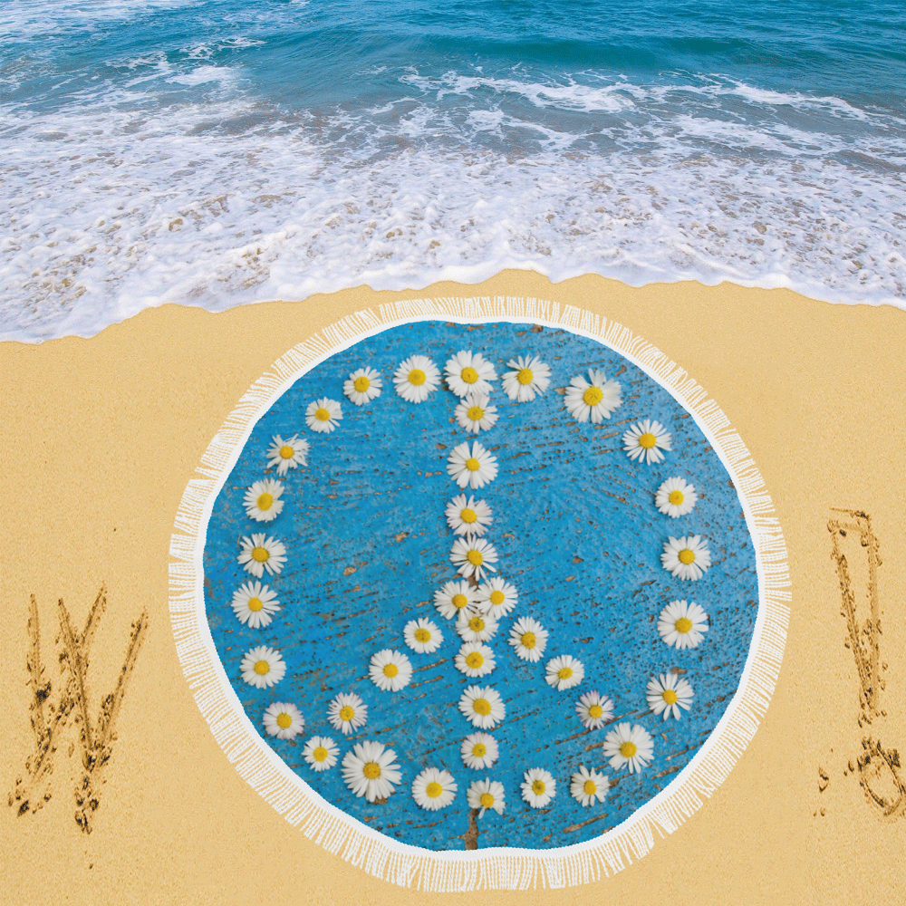 peace symbol Circular Beach Shawl 59"x 59"