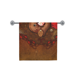 Steampunk heart with roses, valentines Bath Towel 30"x56"