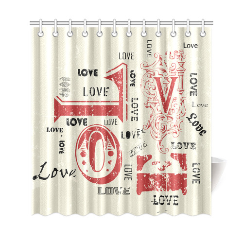 Love Red Black Valentine Grunge Background Shower Curtain 69"x72"