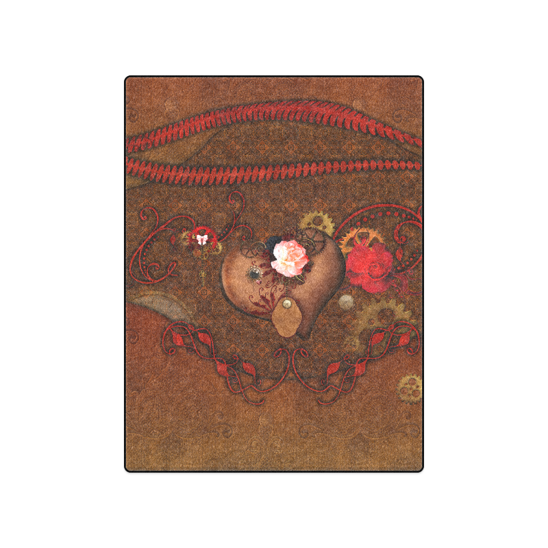Steampunk heart with roses, valentines Blanket 50"x60"