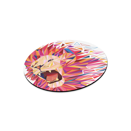 lion roaring polygon triangles Round Mousepad