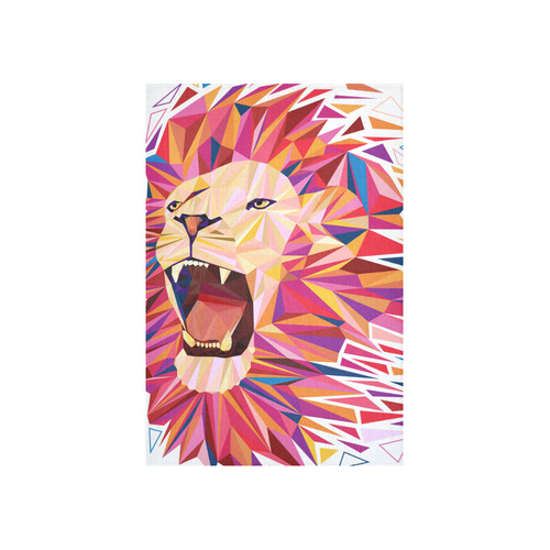 lion roaring polygon triangles Cotton Linen Wall Tapestry 40"x 60"