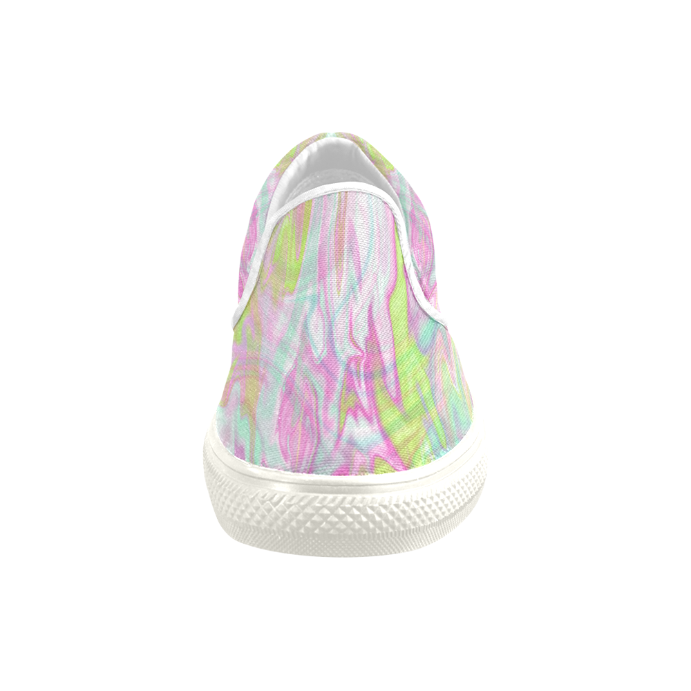 Pastel Iridescent Marble Waves Pattern Men's Unusual Slip-on Canvas Shoes (Model 019)