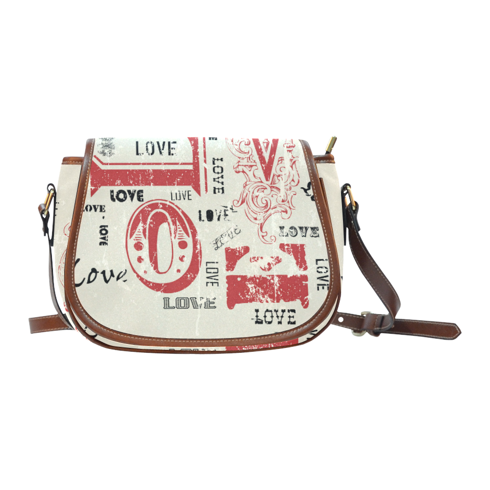 Love Red Black Valentine Grunge Background Saddle Bag/Small (Model 1649) Full Customization