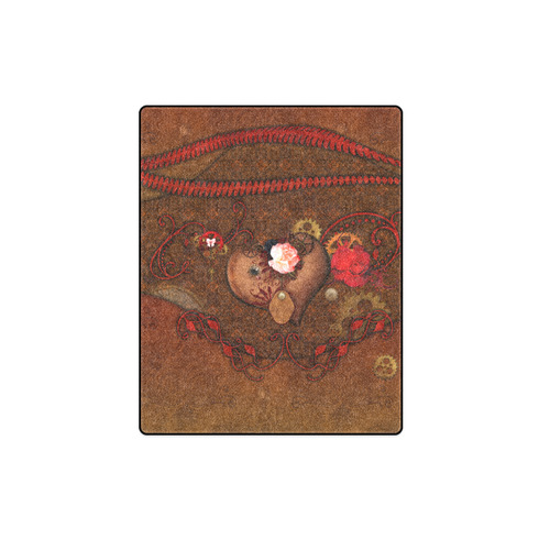 Steampunk heart with roses, valentines Blanket 40"x50"