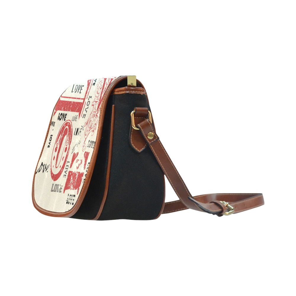 Love Red Black Valentine Grunge Background Saddle Bag/Small (Model 1649)(Flap Customization)