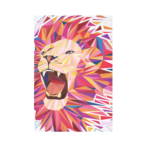 lion roaring polygon triangles Cotton Linen Wall Tapestry 60"x 90"