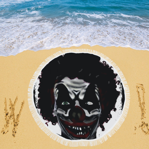 evil clown Circular Beach Shawl 59"x 59"