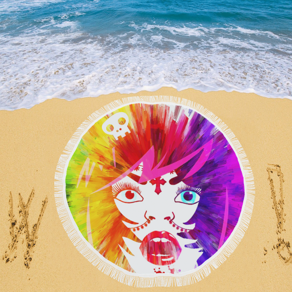 colored gypsey vampire Circular Beach Shawl 59"x 59"