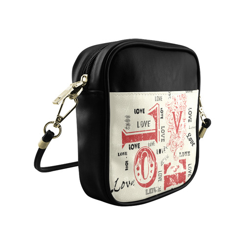 Love Red Black Valentine Grunge Background Sling Bag (Model 1627)