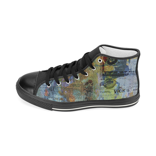 Old Newspaper Colorful Painting Splashes Men’s Classic High Top Canvas Shoes (Model 017)