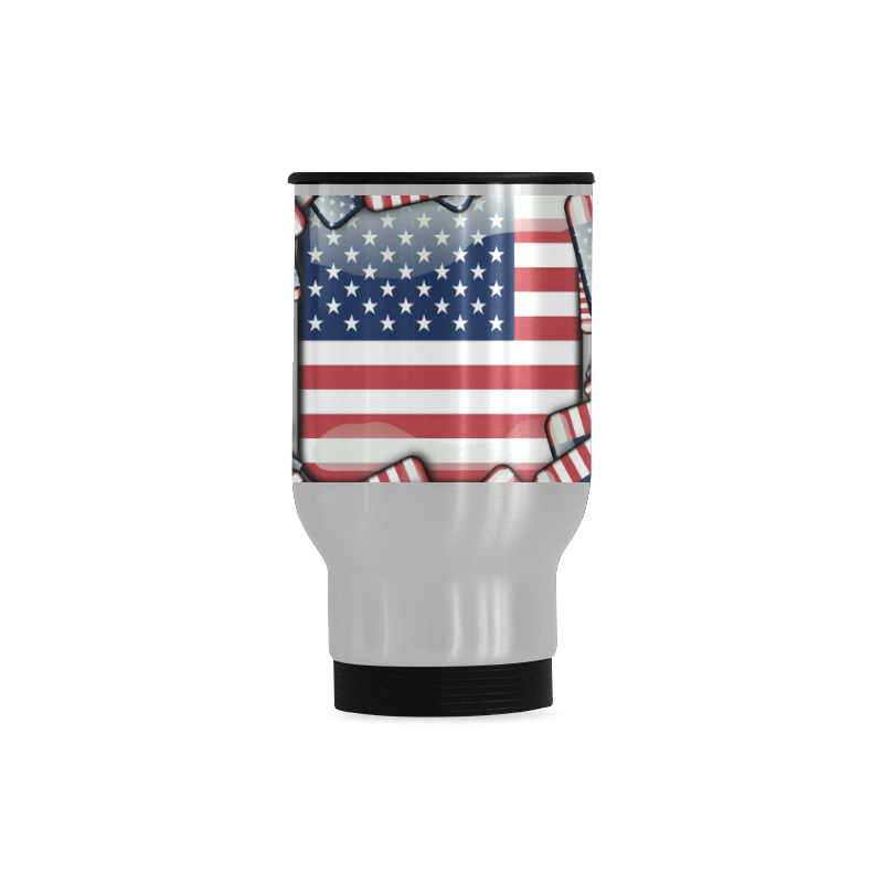 Flag_United_States_by_JAMColors Travel Mug (Silver) (14 Oz)
