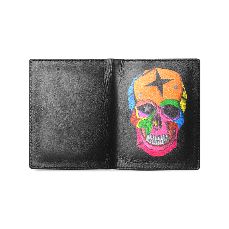 Skull Popart by Popart Lover Men's Leather Wallet (Model 1612)