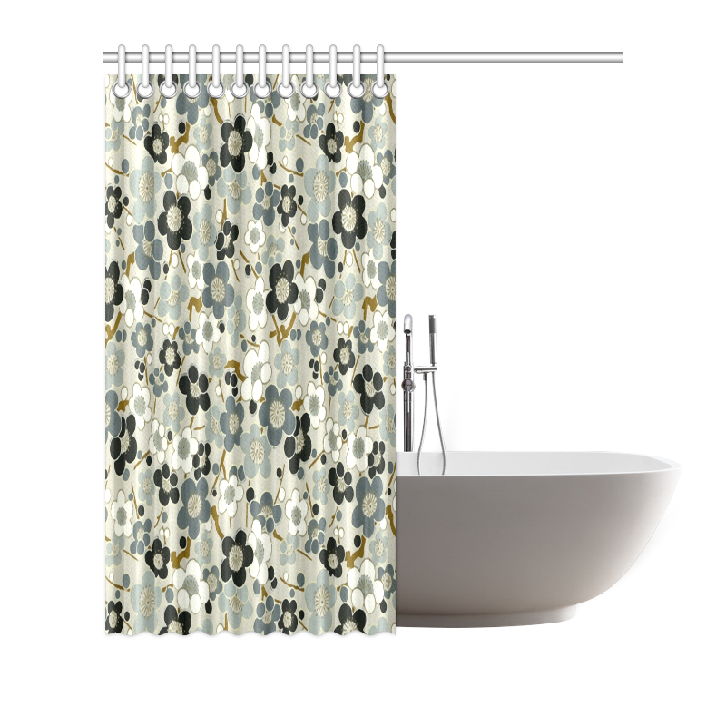 Teal Japanese Vintage Sakura Shower Curtain 72"x72"