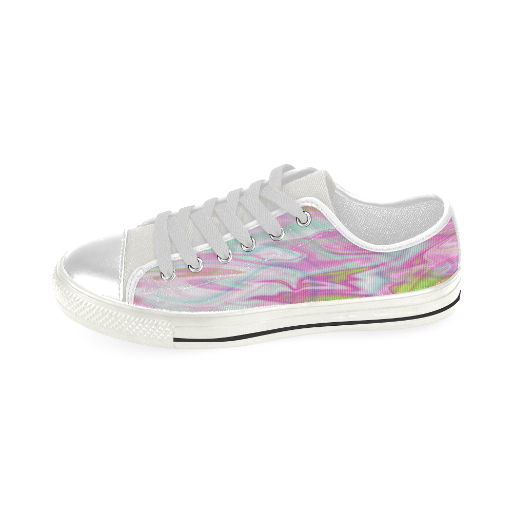 Pastel Iridescent Marble Waves Pattern Men's Classic Canvas Shoes (Model 018)