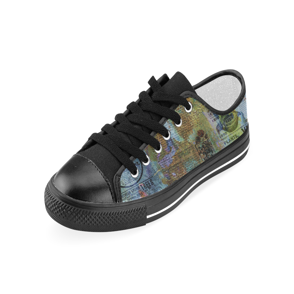 Old Newspaper Colorful Painting Splashes Men's Classic Canvas Shoes (Model 018)