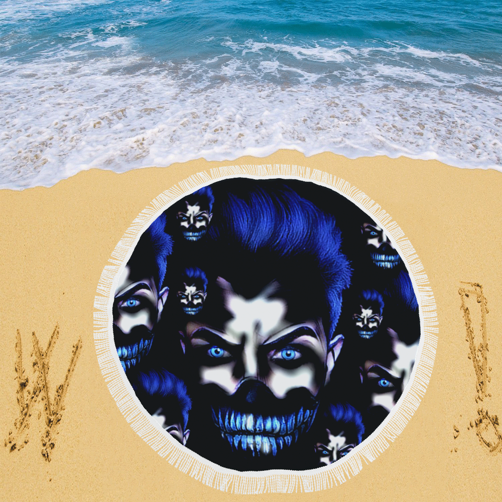Mask of horror Circular Beach Shawl 59"x 59"
