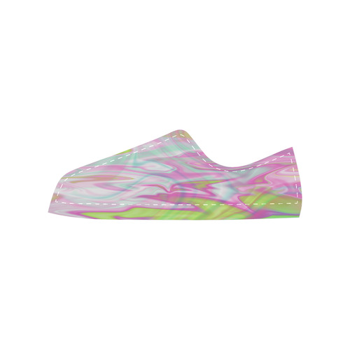 Pastel Iridescent Marble Waves Pattern Women's Classic Canvas Shoes (Model 018)