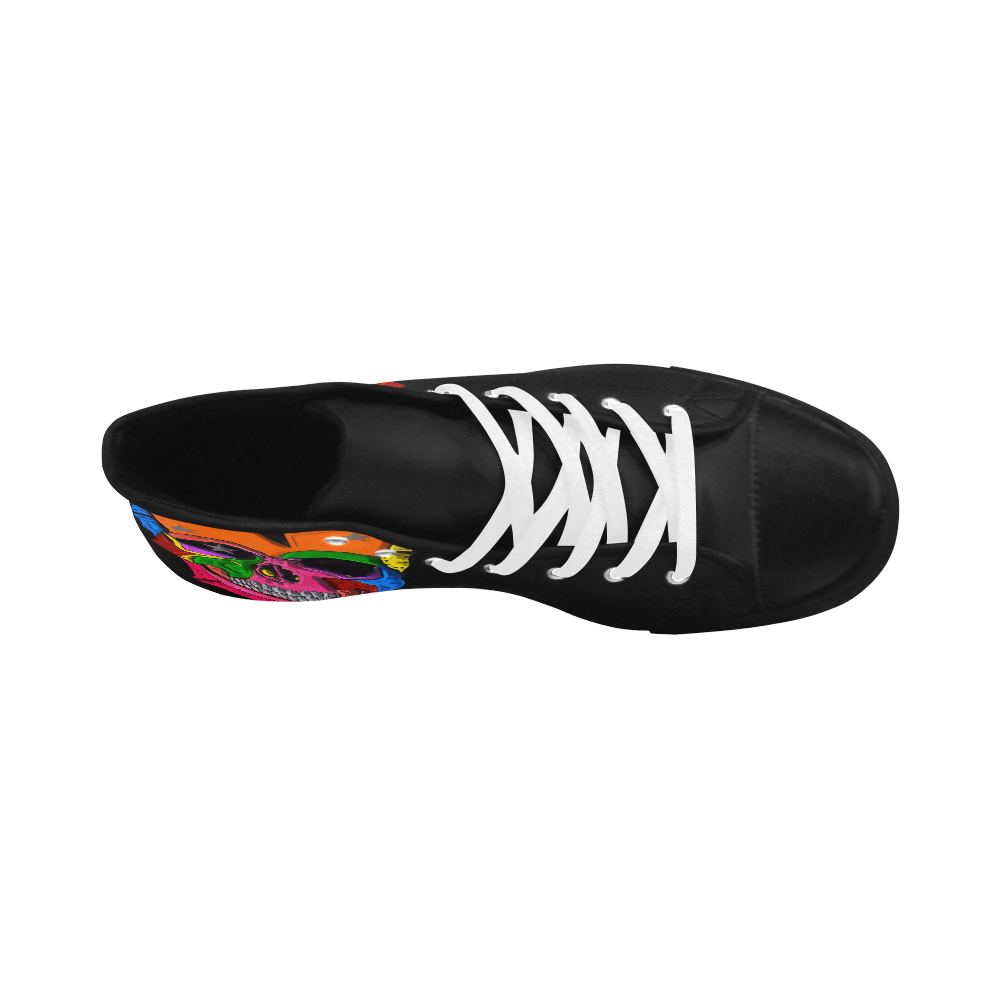 Skull Popart by Popart Lover Aquila High Top Microfiber Leather Women's Shoes/Large Size (Model 032)