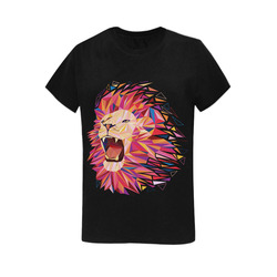lion roaring polygon triangles Women's T-Shirt in USA Size (Two Sides Printing)
