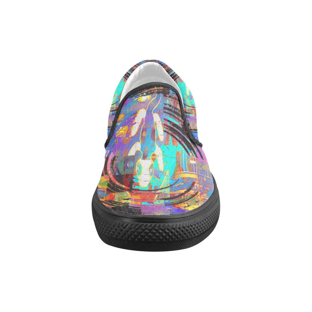 Abstract Art The Way Of Lizard multicolored Men's Unusual Slip-on Canvas Shoes (Model 019)