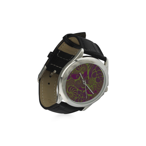 Purple Swirls and Fossils Women's Classic Leather Strap Watch(Model 203)