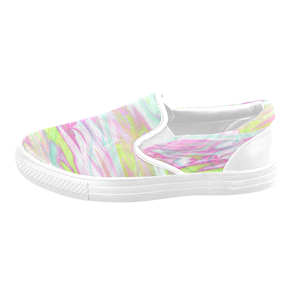Pastel Iridescent Marble Waves Pattern Men's Slip-on Canvas Shoes (Model 019)