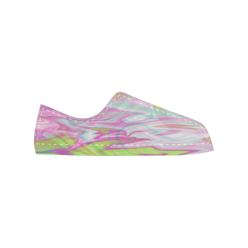 Pastel Iridescent Marble Waves Pattern Men's Classic Canvas Shoes (Model 018)