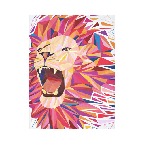 lion roaring polygon triangles Cotton Linen Wall Tapestry 60"x 80"