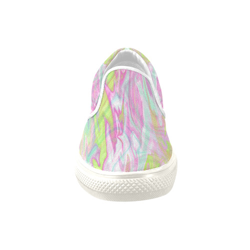 Pastel Iridescent Marble Waves Pattern Men's Unusual Slip-on Canvas Shoes (Model 019)
