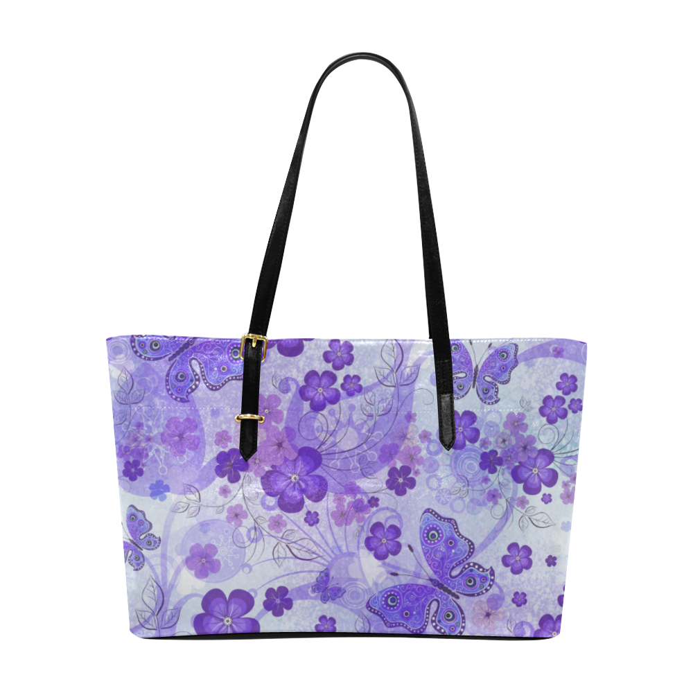 Purple Butterfly Garden Euramerican Tote Bag/Large (Model 1656)