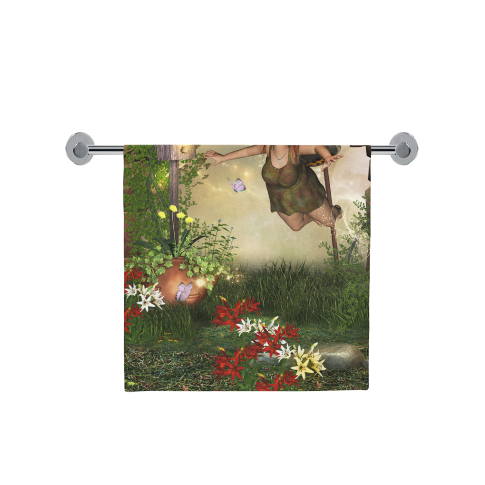 Little fairy in the fantasy garden Bath Towel 30"x56"