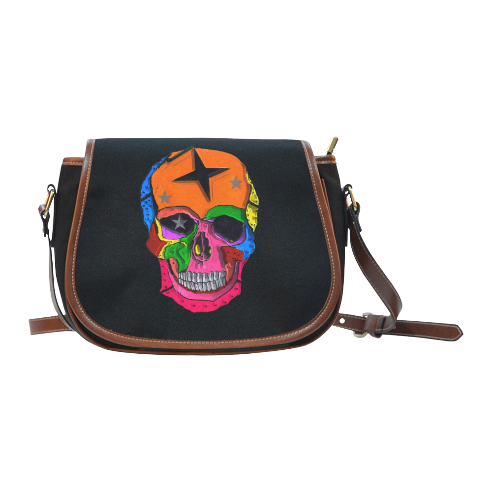 Skull Popart by Popart Lover Saddle Bag/Small (Model 1649)(Flap Customization)