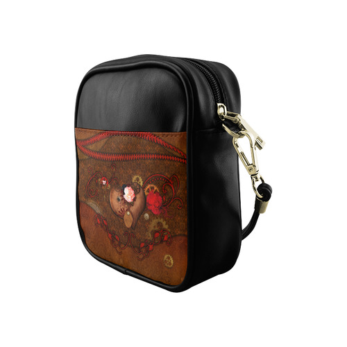 Steampunk heart with roses, valentines Sling Bag (Model 1627)