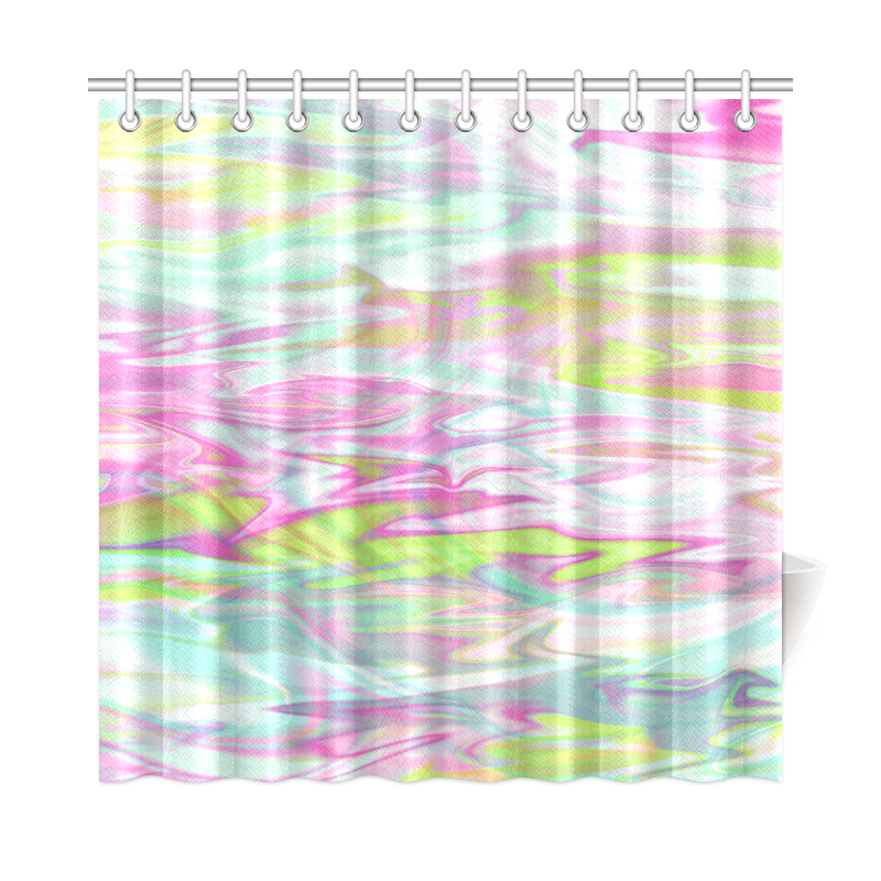 Pastel Iridescent Marble Waves Pattern Shower Curtain 72"x72"