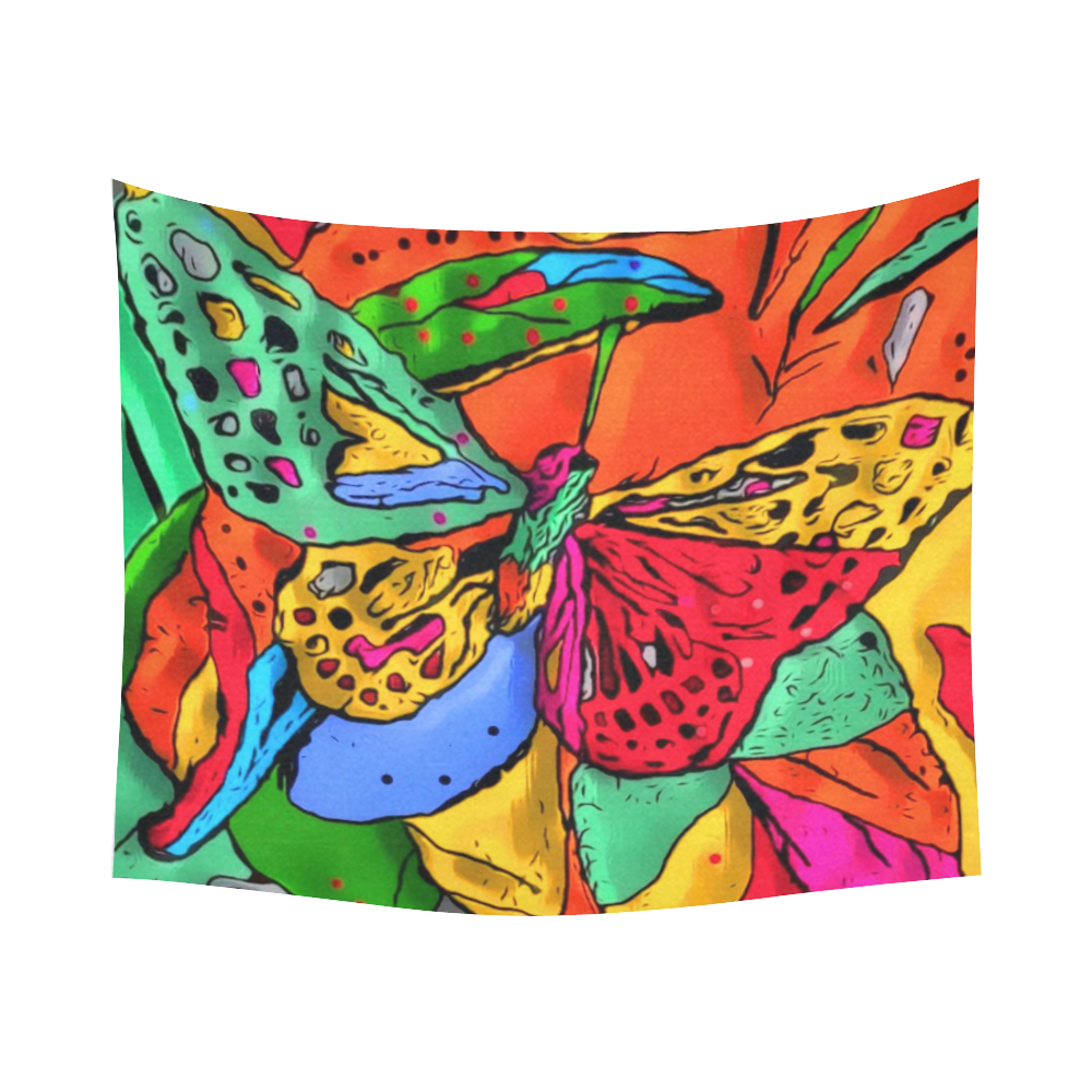 Fly my butterfly by Nico Bielow Cotton Linen Wall Tapestry 60"x 51"