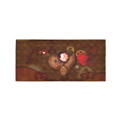 Steampunk heart with roses, valentines Area Rug 7'x3'3''