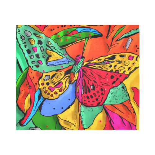 Fly my butterfly by Nico Bielow Cotton Linen Wall Tapestry 60"x 51"