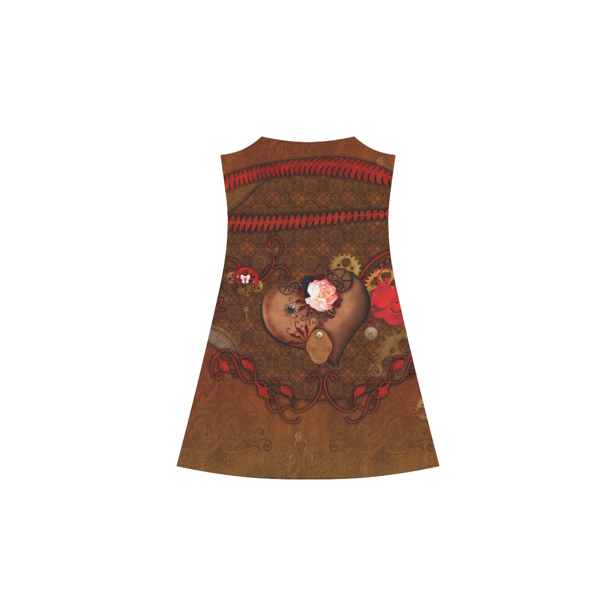 Steampunk heart with roses, valentines Alcestis Slip Dress (Model D05)