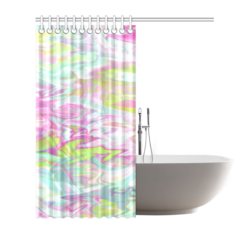 Pastel Iridescent Marble Waves Pattern Shower Curtain 72"x72"